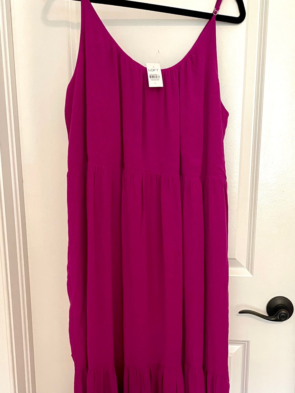 LOFT Bright Fuchsia Tiered Sleeveless Maxi Dress